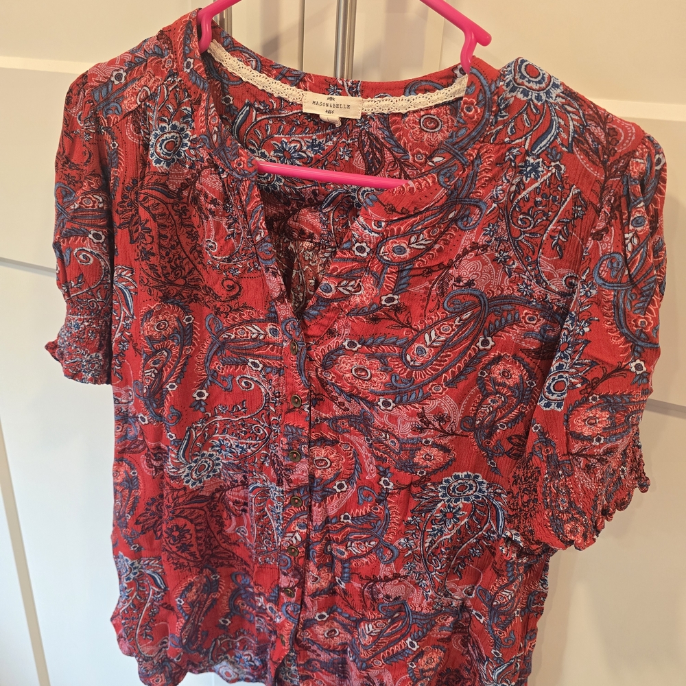 Elegant Red Paisley Blouse